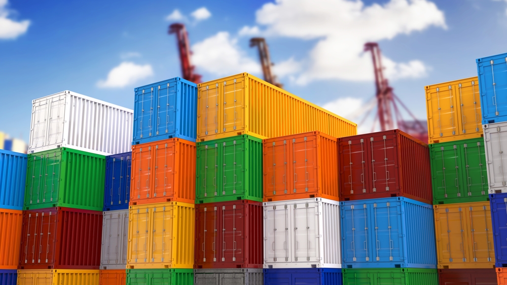 Coloured shipping containers stacked on top of each other